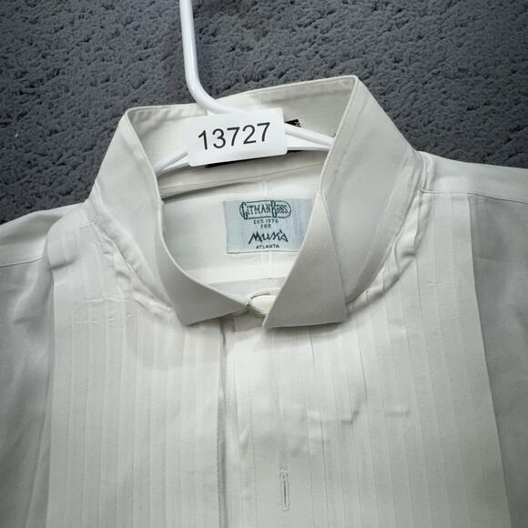 Gitman Bros Tuxedo Shirt Mens 16 34 White Pleated Bib French Cuff Formal USA - Picture 1 of 12